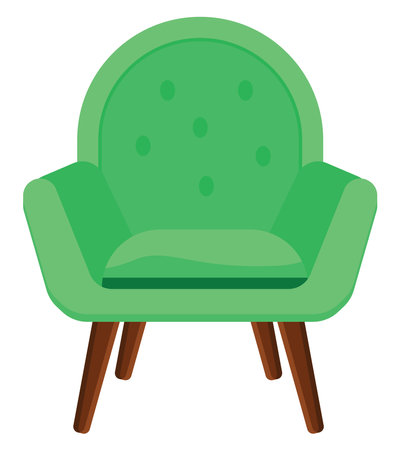 Green sofa chair, illustration, vector on a white background.のイラスト素材