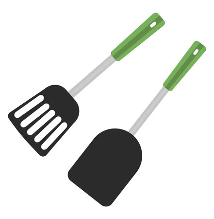 Green spatulas, illustration, vector on a white background.のイラスト素材