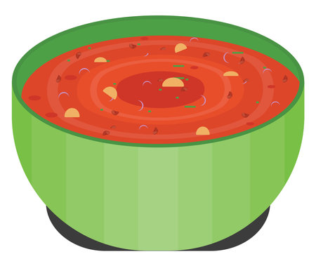 Homemade spicy soup, illustration, vector on a white background.のイラスト素材