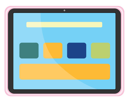 Pink tablet, illustration, vector on a white background.のイラスト素材