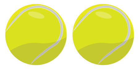 Yellow textured tennis balls, illustration, vector on a white background.のイラスト素材