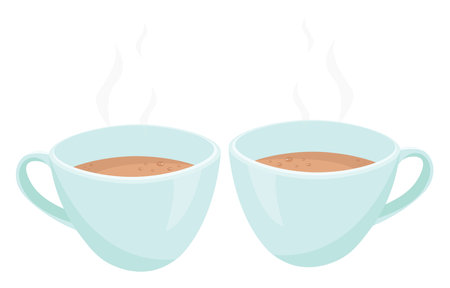 Cups of tea, illustration, vector on a white background.のイラスト素材