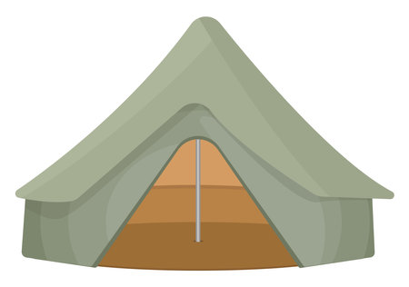 Green tent, illustration, vector on a white background.のイラスト素材