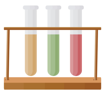 Pharmacology test tubes, illustration, vector on a white background.のイラスト素材