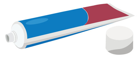 Anti cavity toothpaste, illustration, vector on a white background.のイラスト素材