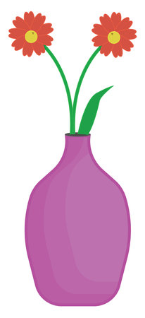 Vase with flowers, illustration, vector on a white background.のイラスト素材