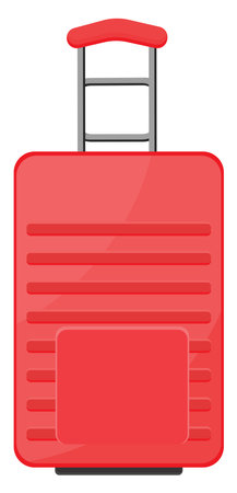Red travel suitcase, illustration, vector on a white background.のイラスト素材