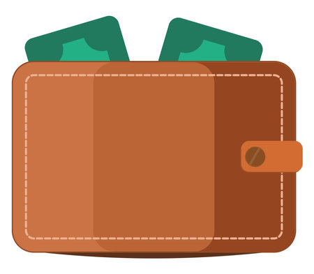 Leather wallet, illustration, vector on a white background.のイラスト素材