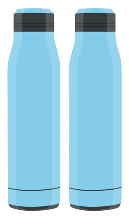Two blue water bottles, illustration, vector on a white background.のイラスト素材