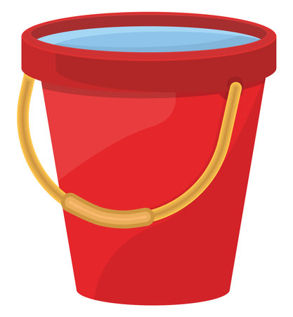 Red water bucket, illustration, vector on a white background.のイラスト素材