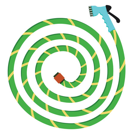 Green watering hose, illustration, vector on a white background.のイラスト素材