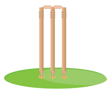Cricket wickets, illustration, vector on a white background.のイラスト素材