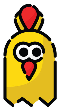Yellow chicken, illustration, vector on a white background.のイラスト素材