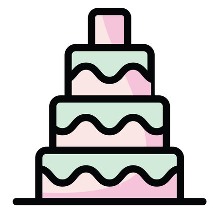 Bakery wedding cake, illustration, vector on a white background.の写真素材
