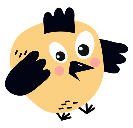 Thoughtful bird, illustration, vector on a white background.のイラスト素材