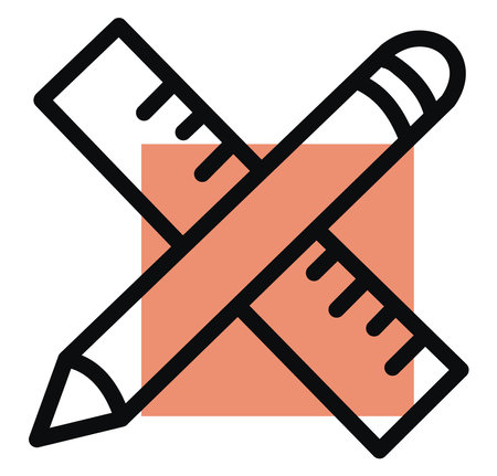 Digital ruler and pen, illustration, vector on a white background.のイラスト素材