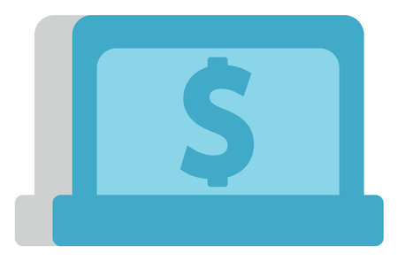 Finance laptop, illustration, vector on a white background.のイラスト素材