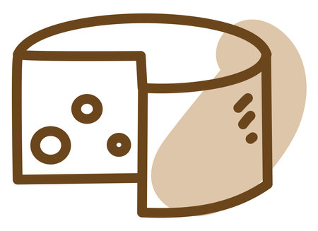 Block of cheese, illustration, vector on a white background.のイラスト素材