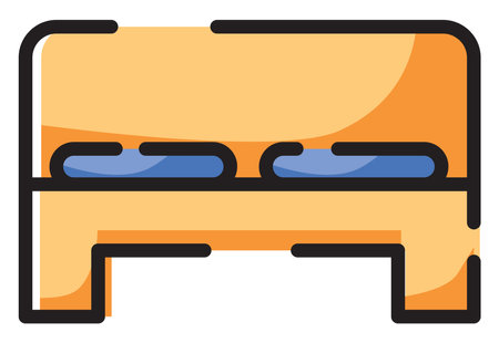 Hotel double bed, illustration, vector on a white background.のイラスト素材