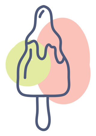 Melted ice cream on stick, illustration, vector on a white background.のイラスト素材