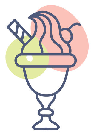 Dessert ice cream, illustration, vector on a white background.のイラスト素材