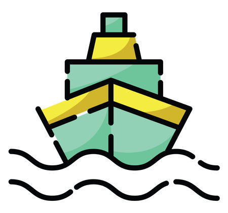 Shipping ship, illustration, vector on a white background.のイラスト素材