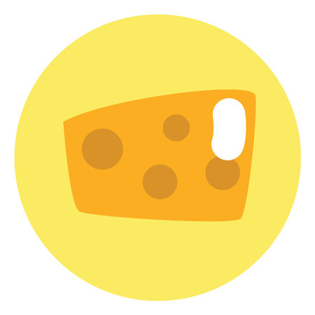 Slice of cheese, illustration, vector on a white background.のイラスト素材