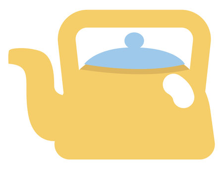 Yellow teapot with blue lid, illustration, vector on a white background.のイラスト素材