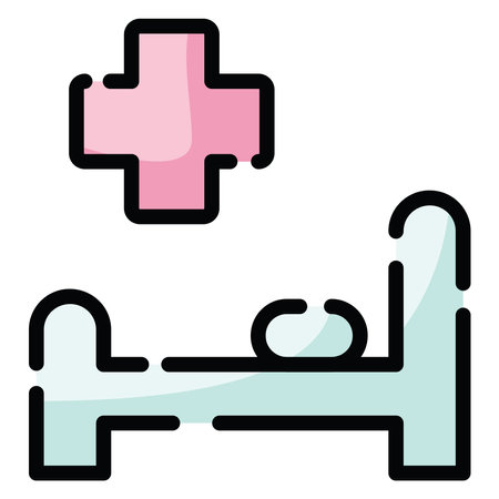 Corona hospital stay, illustration, vector on a white background.のイラスト素材