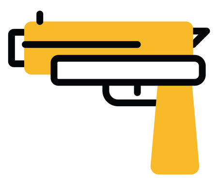 Yellow army hand gun, illustration, vector on a white background.のイラスト素材