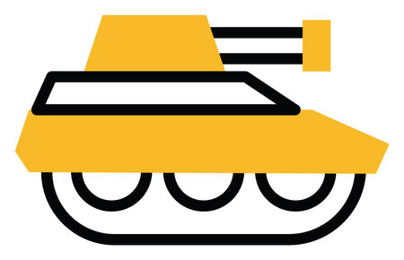 Yellow army tank, illustration, vector on a white background.のイラスト素材