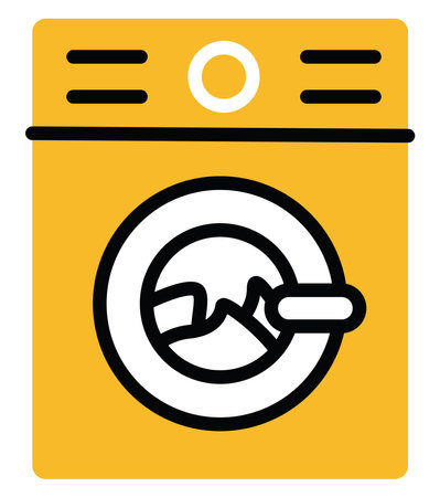 Yellow washing machine, illustration, vector on a white background.のイラスト素材