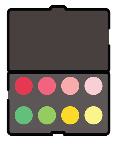 Colorful eyeshadow palette, illustration, vector on a white background.のイラスト素材