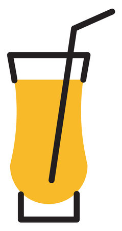Orange juice in tall glass, illustration, vector on a white background.のイラスト素材