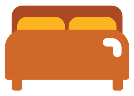 Comfortable double sized bed, illustration, vector on a white background.のイラスト素材