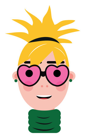 Girl with crazy hair, illustration, vector on a white background.のイラスト素材