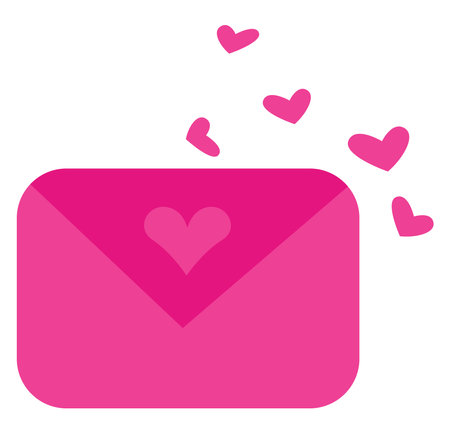 Pink love letter, illustration, vector on a white background.のイラスト素材