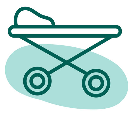 Medical bed with wheels, illustration, vector on a white background.のイラスト素材