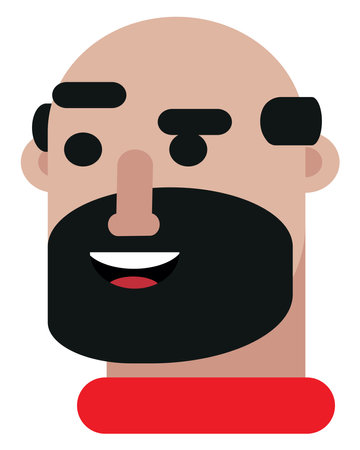 Man with thick beard, illustration, vector on a white background.のイラスト素材