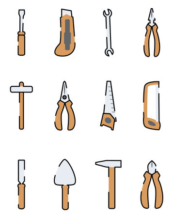 Construction tools, illustration, vector on a white background.のイラスト素材