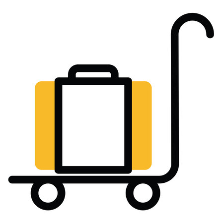 Vacation luggage trolley , illustration, vector on a white background.のイラスト素材