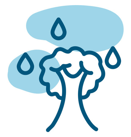 Tree in rain, illustration, vector on a white background.のイラスト素材