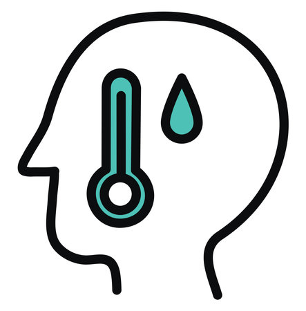 Corona virus high fever, illustration, vector on a white background.のイラスト素材