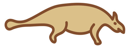 Short brown dinosaur, illustration, vector on a white background.のイラスト素材