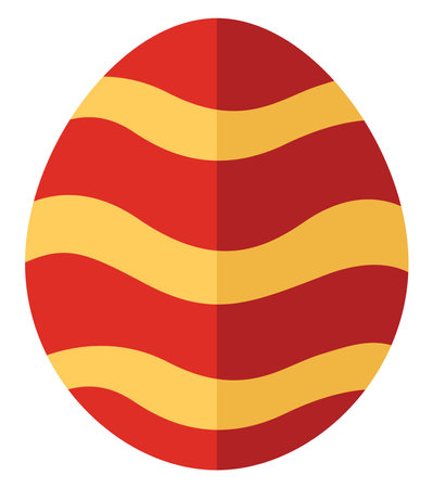 Stripped easter red egg, illustration, vector on a white background.のイラスト素材
