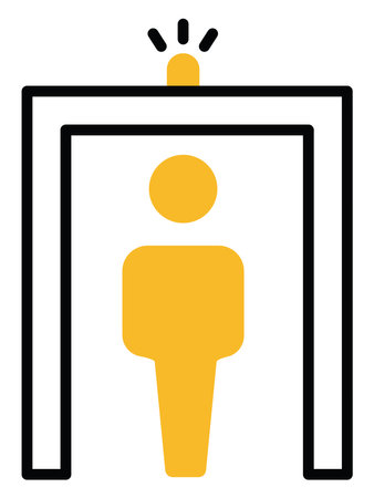 Flight security check in, illustration, vector on a white background.のイラスト素材