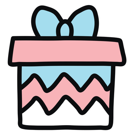 Present with blue wrap, illustration, vector on a white background.のイラスト素材