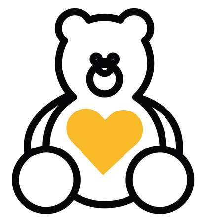 Valentines day teddy, illustration, vector on a white background.のイラスト素材