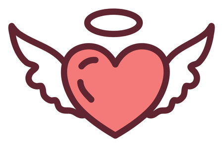 Valentines day angel heart, illustration, vector on a white background.のイラスト素材
