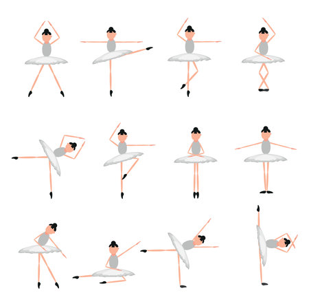Ballet moves, illustration, vector on a white background.のイラスト素材